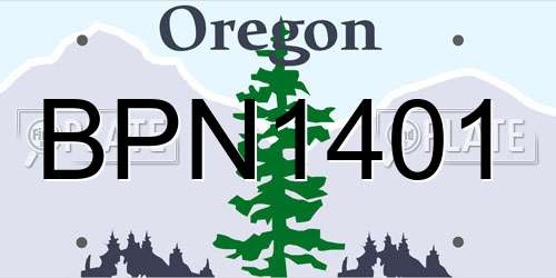 BPN1401 Oregon License Plate