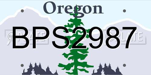 BPS2987 Oregon License Plate