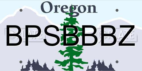 BPSBBBZ Oregon License Plate