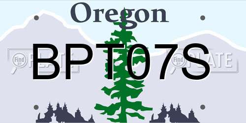 BPT07S Oregon License Plate