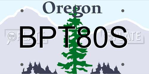 BPT80S Oregon License Plate