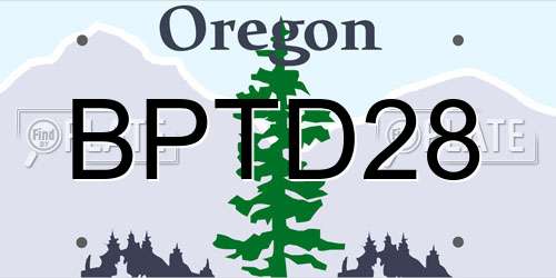 BPTD28 Oregon License Plate