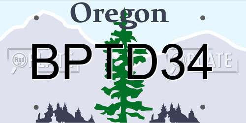 BPTD34 Oregon License Plate