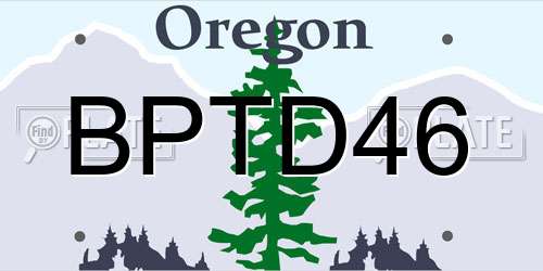 BPTD46 Oregon License Plate