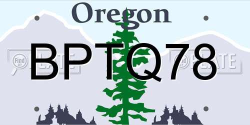 BPTQ78 Oregon License Plate