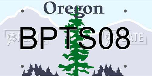 BPTS08 Oregon License Plate