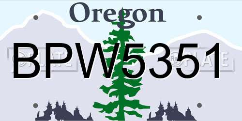 BPW5351 Oregon License Plate