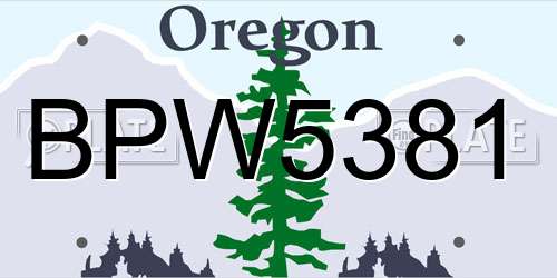 BPW5381 Oregon License Plate