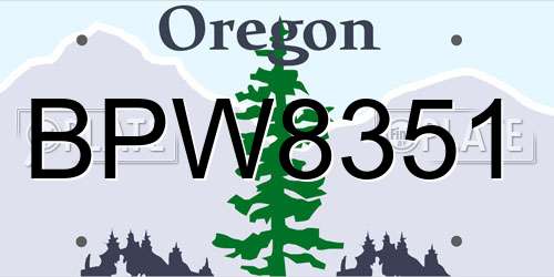 BPW8351 Oregon License Plate