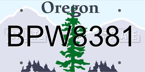BPW8381 Oregon License Plate