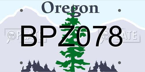 BPZ078 Oregon License Plate