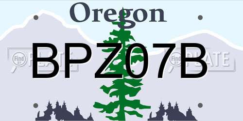 BPZ07B Oregon License Plate