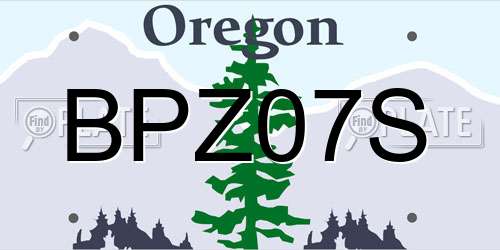 BPZ07S Oregon License Plate