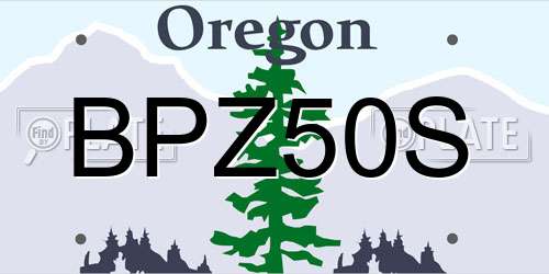 BPZ50S Oregon License Plate