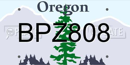 BPZ808 Oregon License Plate