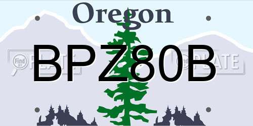 BPZ80B Oregon License Plate