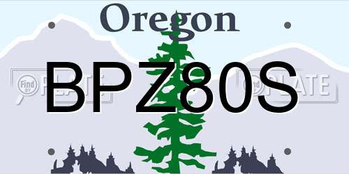 BPZ80S Oregon License Plate
