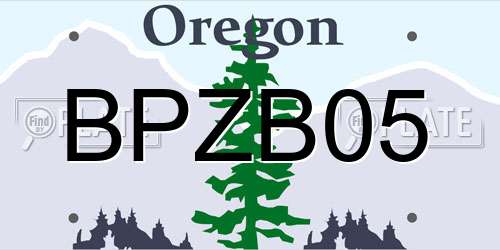 BPZB05 Oregon License Plate