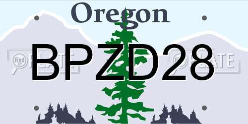 BPZD28 Oregon License Plate