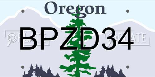 BPZD34 Oregon License Plate