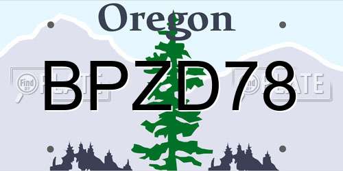 BPZD78 Oregon License Plate