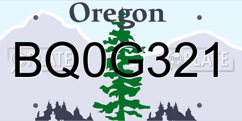 BQ0G321 Oregon License Plate