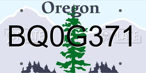 BQ0G371 Oregon License Plate