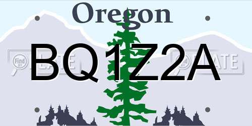 BQ1Z2A Oregon License Plate