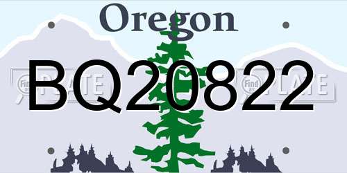 BQ20822 Oregon License Plate