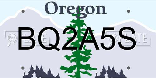BQ2A5S Oregon License Plate