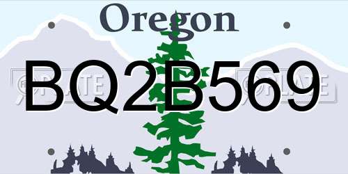 BQ2B569 Oregon License Plate