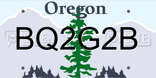 BQ2G2B Oregon License Plate