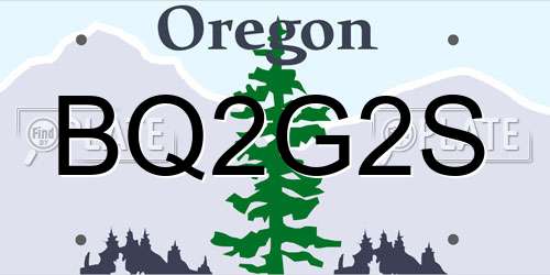 BQ2G2S Oregon License Plate
