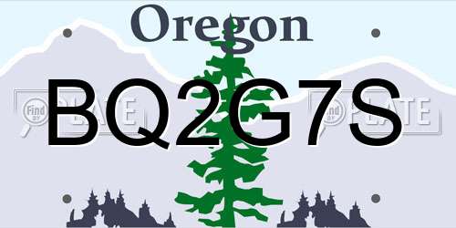 BQ2G7S Oregon License Plate