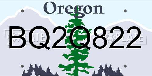BQ2Q822 Oregon License Plate