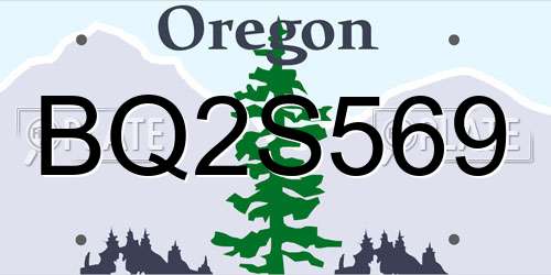 BQ2S569 Oregon License Plate