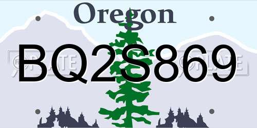 BQ2S869 Oregon License Plate