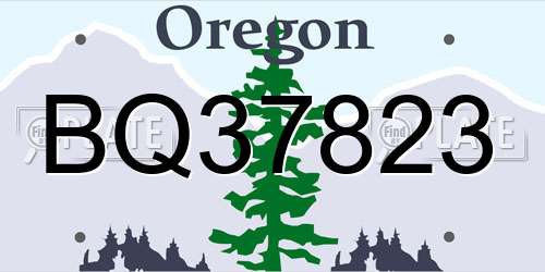 BQ37823 Oregon License Plate