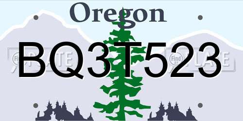 BQ3T523 Oregon License Plate
