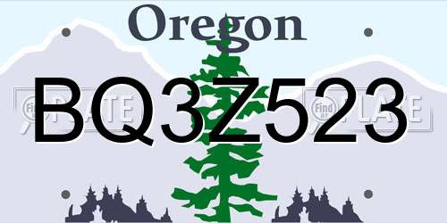 BQ3Z523 Oregon License Plate