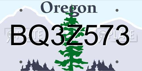 BQ3Z573 Oregon License Plate