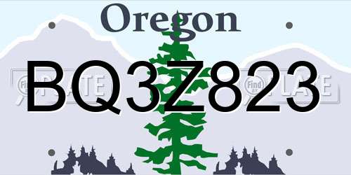 BQ3Z823 Oregon License Plate
