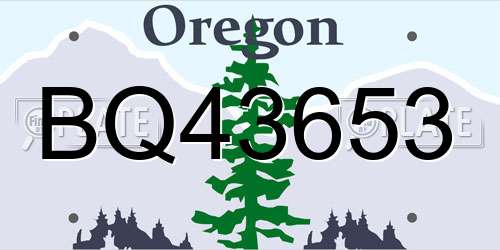BQ43653 Oregon License Plate