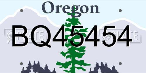 BQ45454 Oregon License Plate
