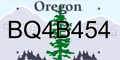 BQ4B454 Oregon License Plate