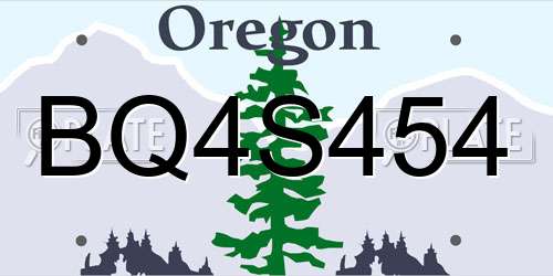BQ4S454 Oregon License Plate