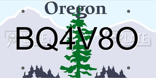 BQ4V8O Oregon License Plate