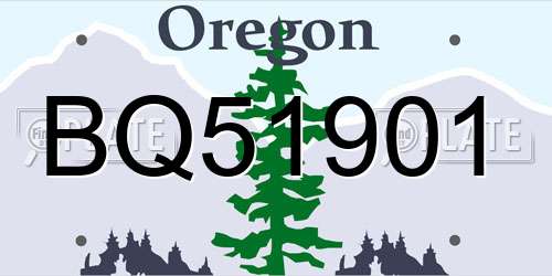 BQ51901 Oregon License Plate