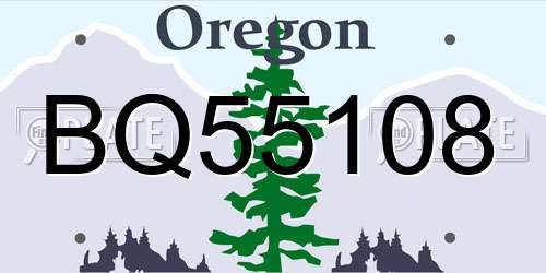 BQ55108 Oregon License Plate