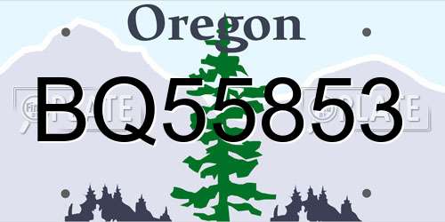 BQ55853 Oregon License Plate